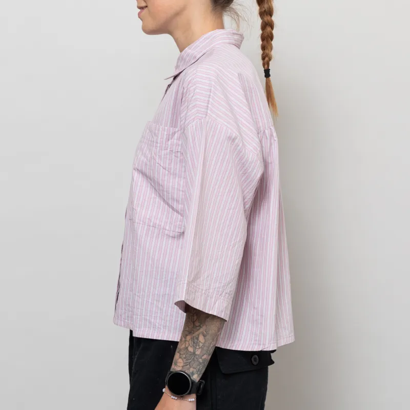 Indi And Cold Womens Boxy Striped Shirt Mauve-2