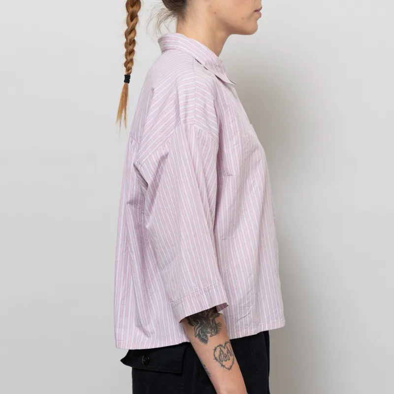 Indi And Cold Womens Boxy Striped Shirt Mauve-4