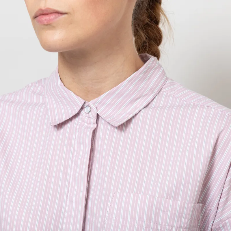 Indi And Cold Womens Boxy Striped Shirt Mauve-5