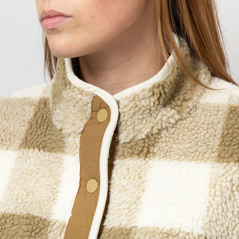 Indi And Cold Womens Teddy Plaid Vest Olive-5