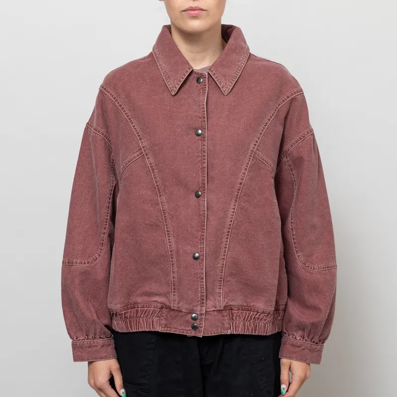 Indi And Cold Womens Washed Twill Jacket Cherry