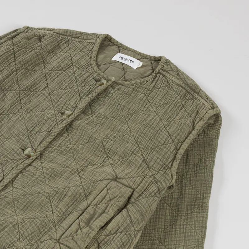 Indi and Cold Womens Quilted Cotton Jacket Khaki-2