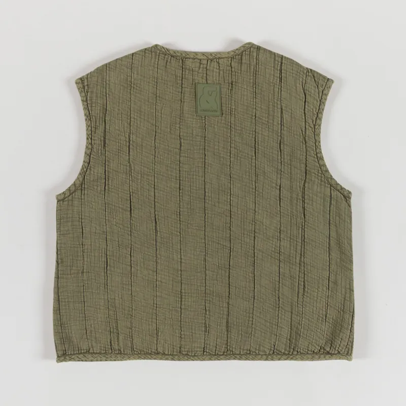 Indi and Cold Womens Quilted Cotton Vest Khaki-1