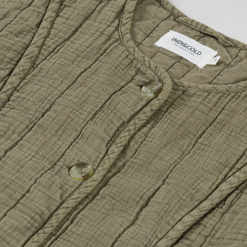 Indi and Cold Womens Quilted Cotton Vest Khaki-3