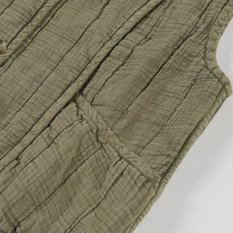 Indi and Cold Womens Quilted Cotton Vest Khaki-4