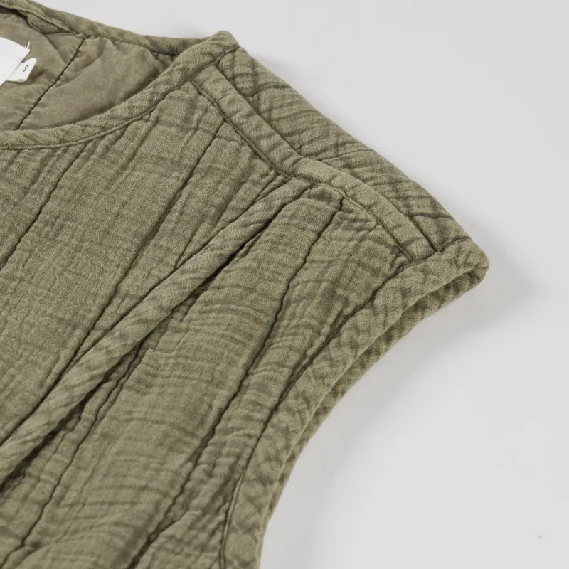 Indi and Cold Womens Quilted Cotton Vest Khaki-5