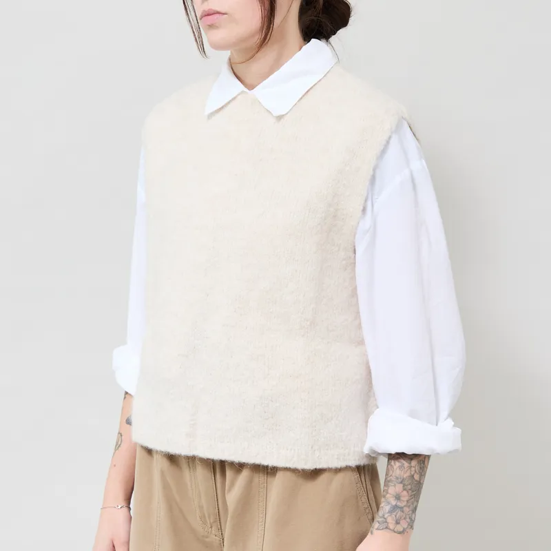 Indi and Cold Womens Boxy Mohair Vest Ecru-1
