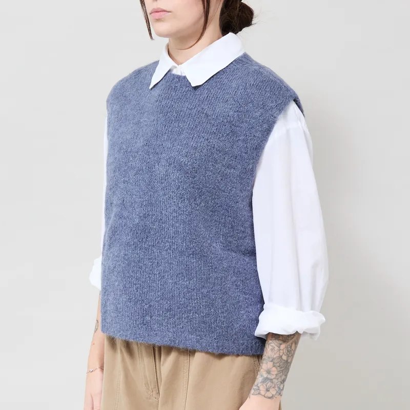 Indi and Cold Womens Boxy Mohair Vest Ocean-1