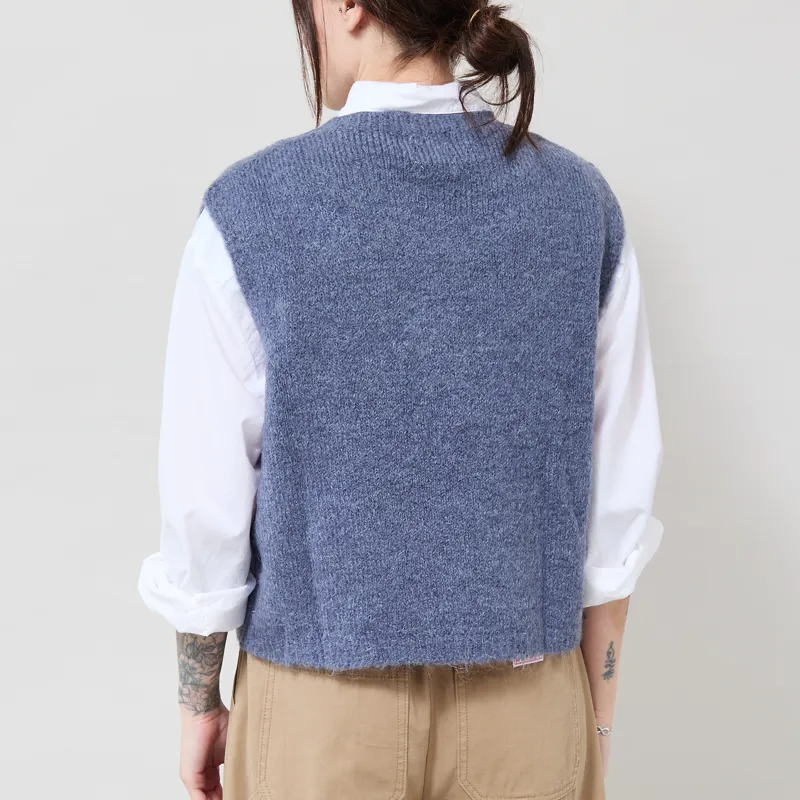 Indi and Cold Womens Boxy Mohair Vest Ocean-2