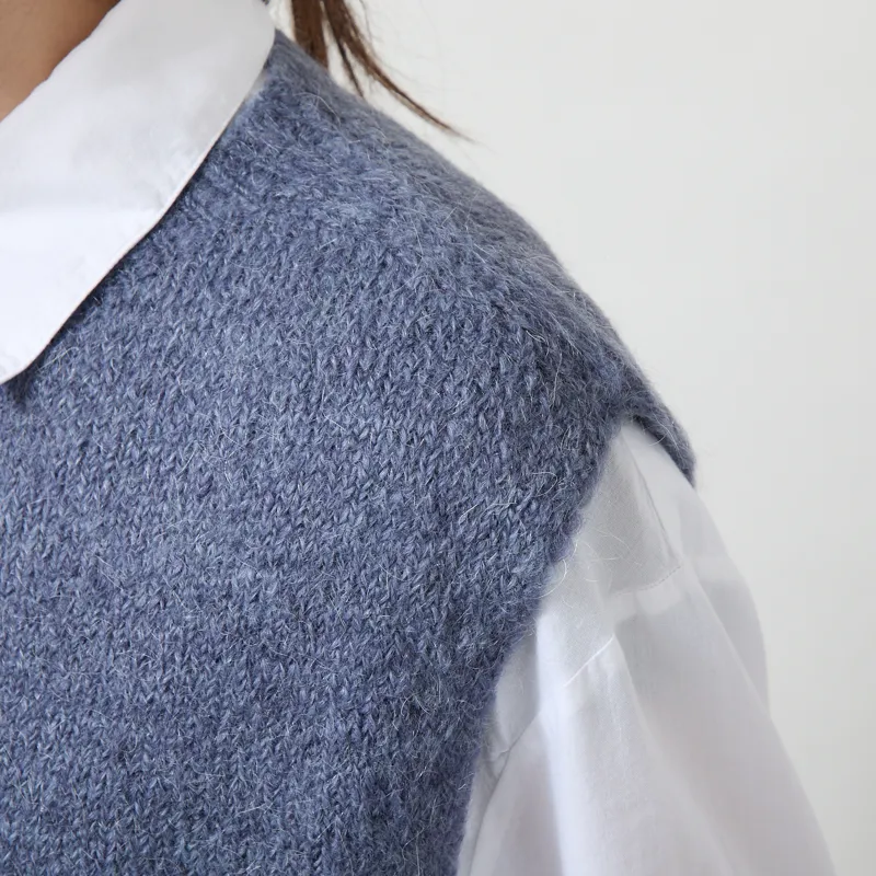 Indi and Cold Womens Boxy Mohair Vest Ocean-4