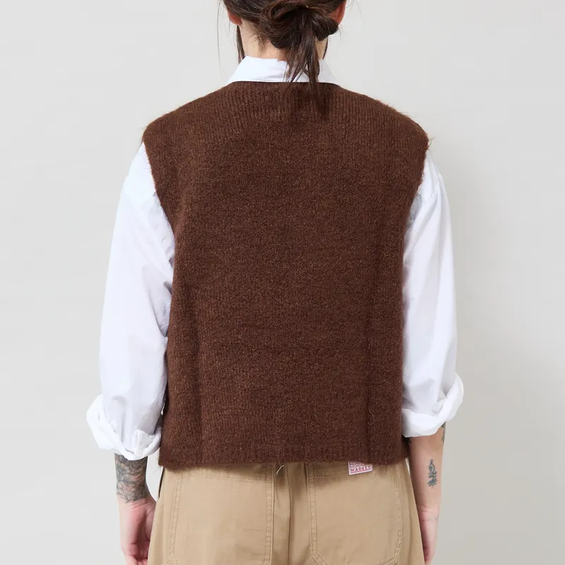 Indi and Cold Womens Boxy Mohair Vest Chocolate-2