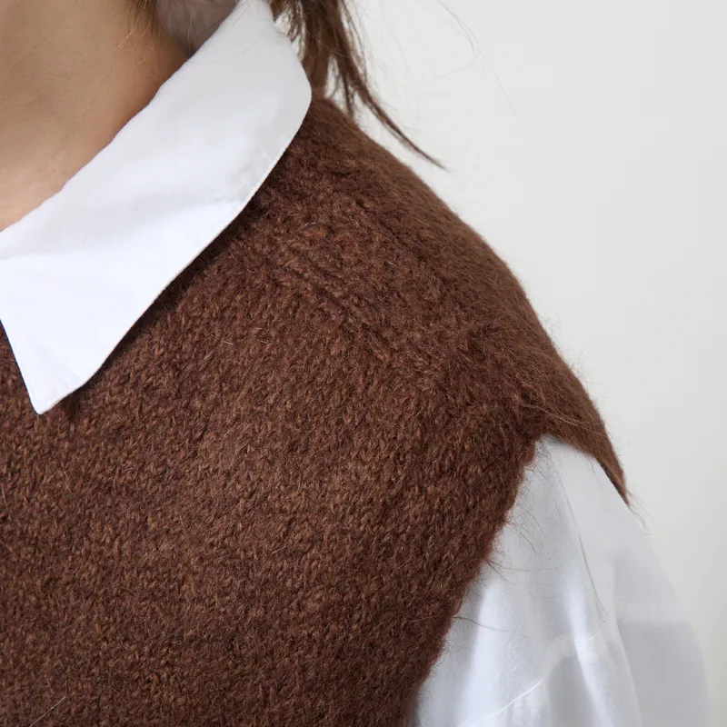 Indi and Cold Womens Boxy Mohair Vest Chocolate-4