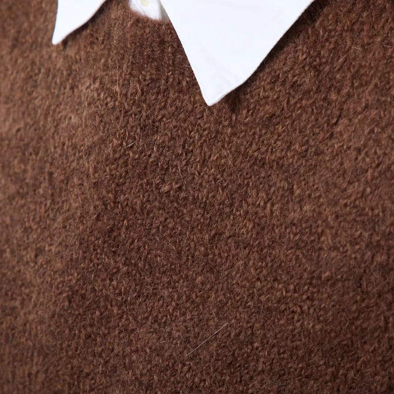 Indi and Cold Womens Boxy Mohair Vest Chocolate-6