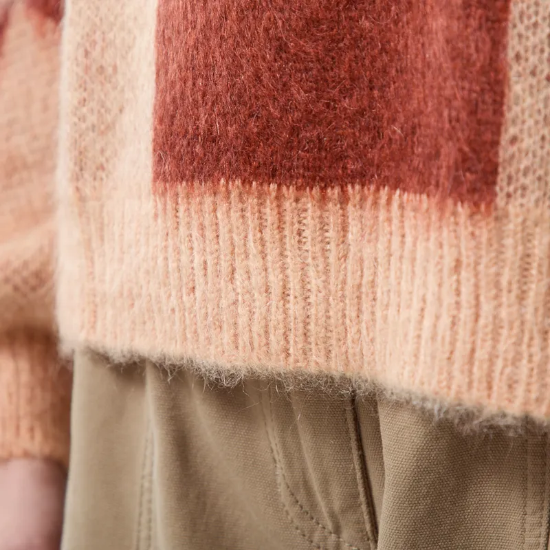 Indi and Cold Womens Brushed Plaid Sweater Grapefruit-6