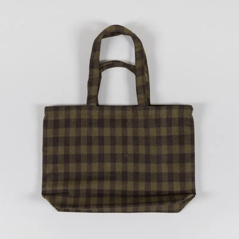 Indi and Cold Womens Plaid Shopper Bag Military Green-1