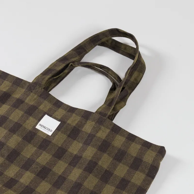 Indi and Cold Womens Plaid Shopper Bag Military Green-2