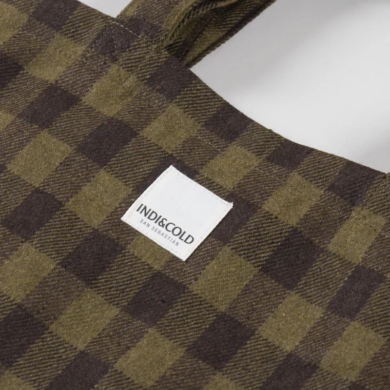 Indi and Cold Womens Plaid Shopper Bag Military Green-4