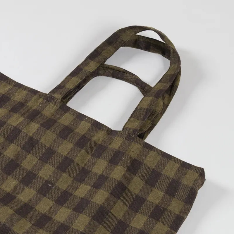 Indi and Cold Womens Plaid Shopper Bag Military Green-3