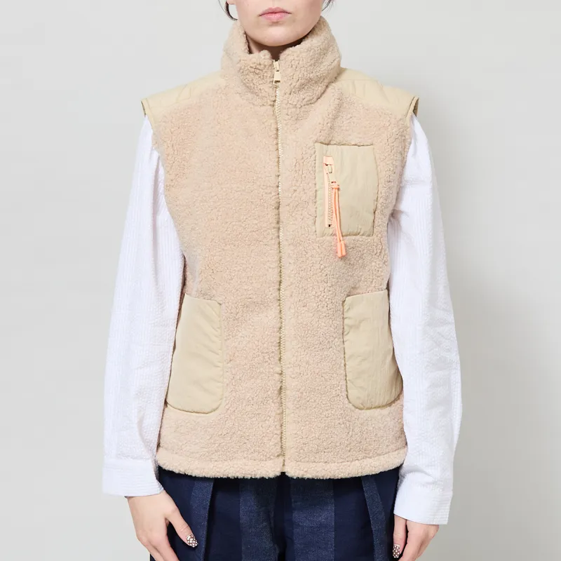 Indi and Cold Womens Combination Fur Vest Beige