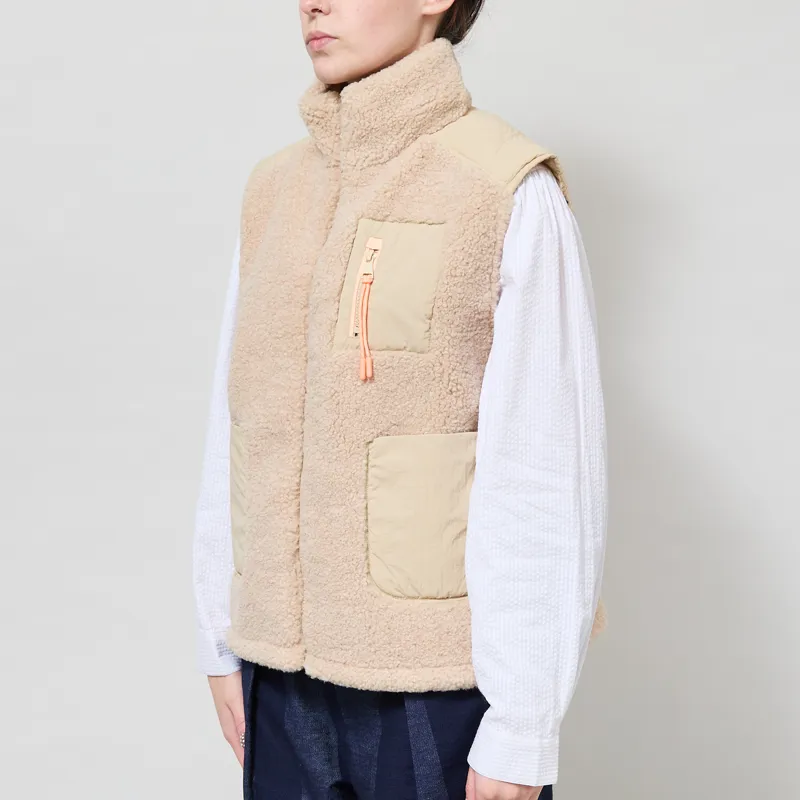 Indi and Cold Womens Combination Fur Vest Beige-1