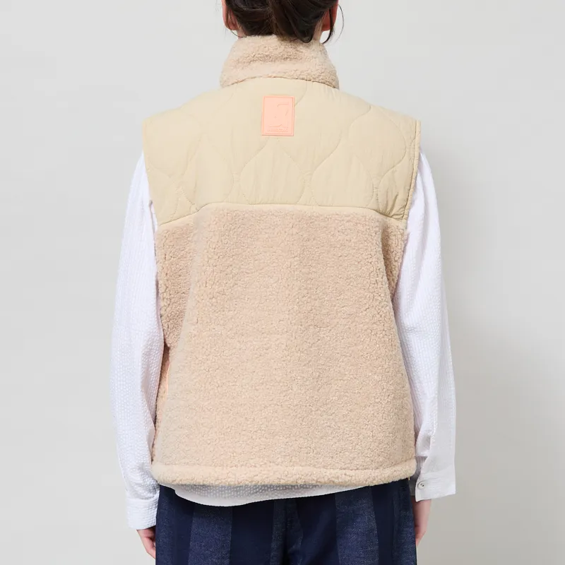 Indi and Cold Womens Combination Fur Vest Beige-2