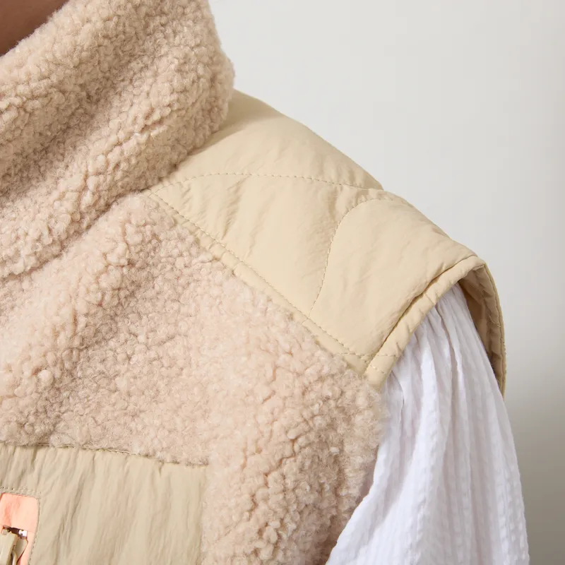 Indi and Cold Womens Combination Fur Vest Beige-7