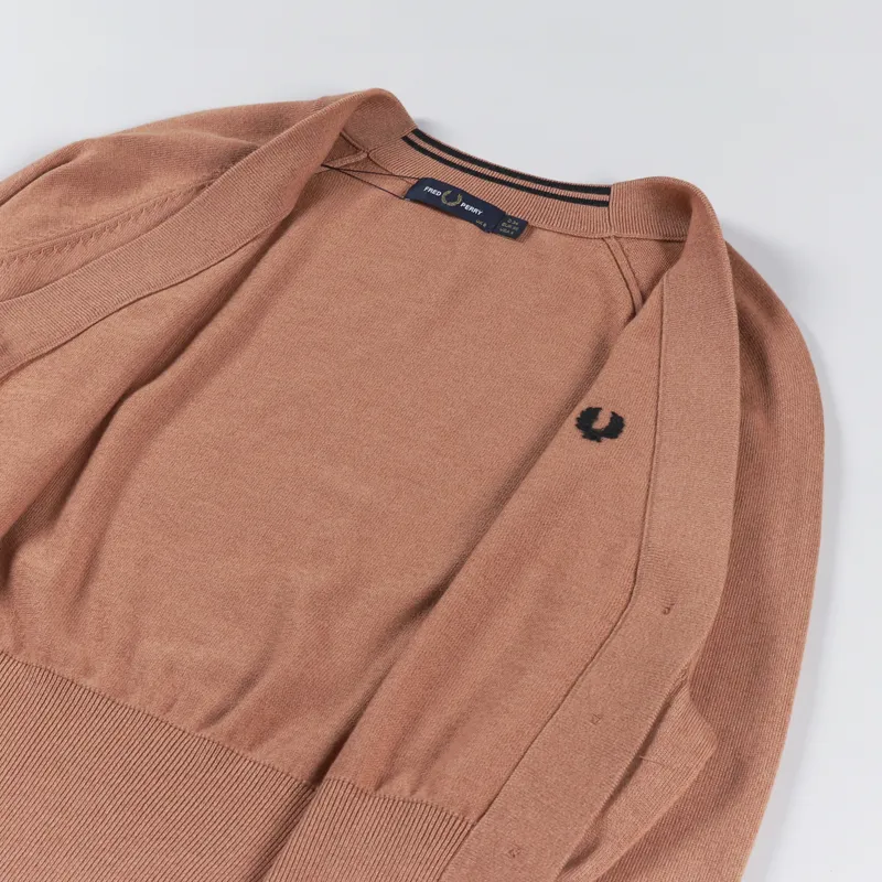 Fred Perry Womens V-Neck Cardigan Light Rust-7