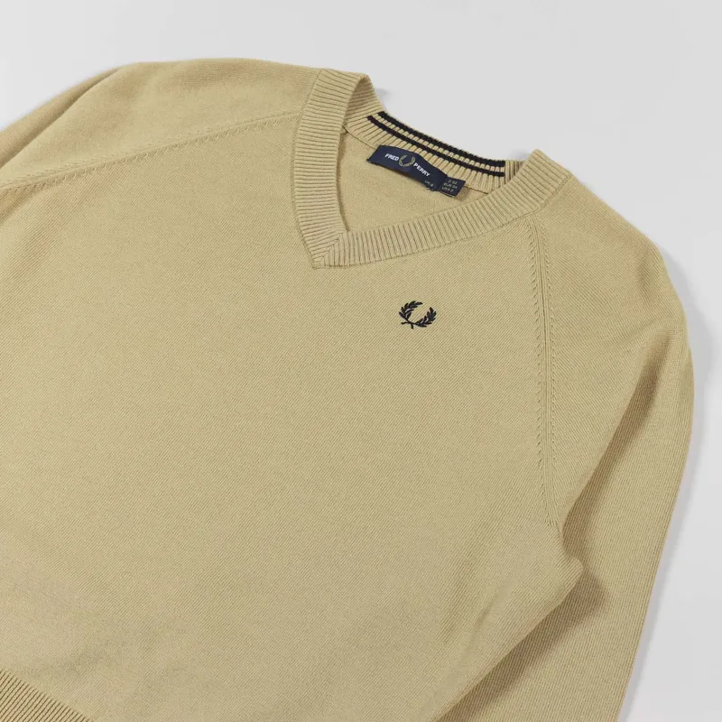 Fred Perry Womens V Neck Jumper Desert-5