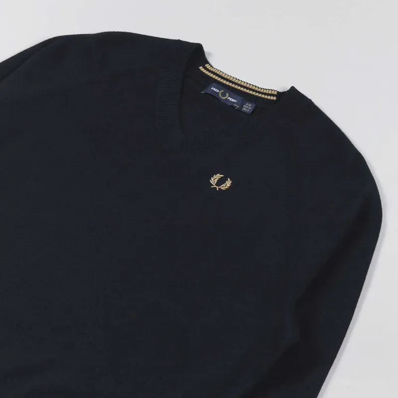 Fred Perry Womens V Neck Jumper Navy-5