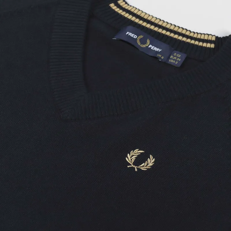 Fred Perry Womens V Neck Jumper Navy-8