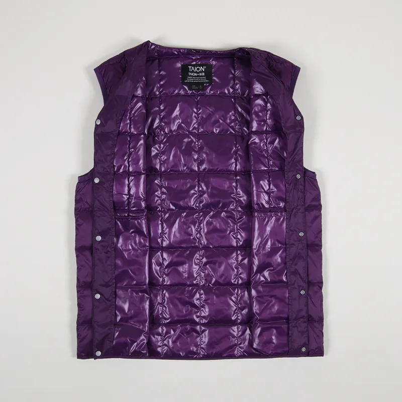 Taion V Neck Button Down Vest Dark Purple-1