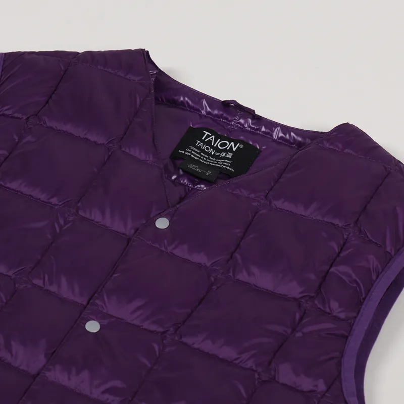 Taion V Neck Button Down Vest Dark Purple-4