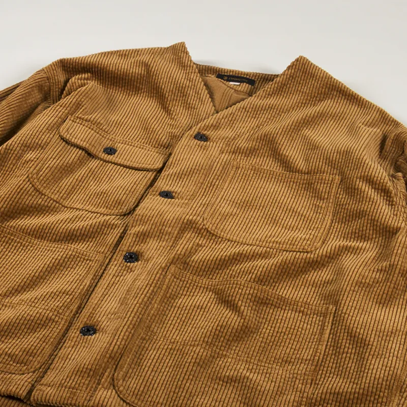 Standardtypes V Neck Work Jacket Brown Corduroy-2