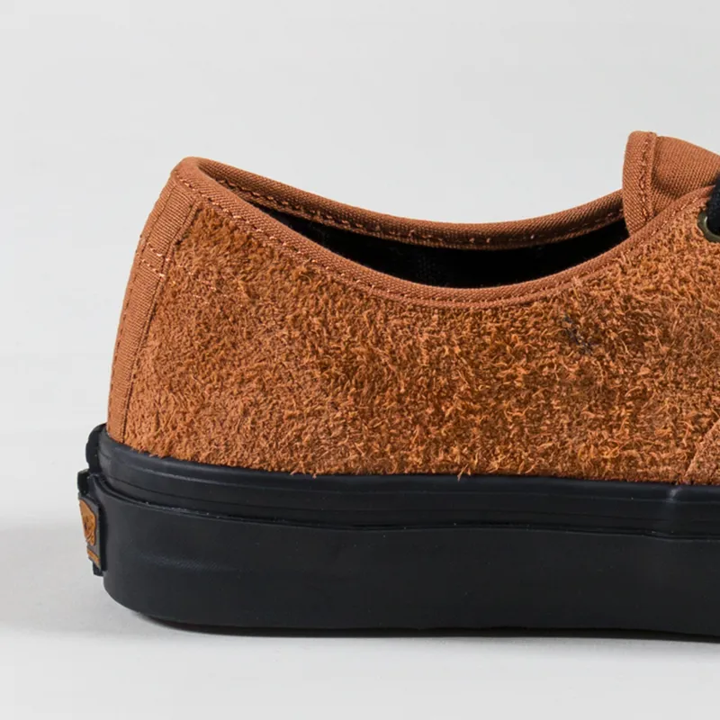 Vans Mens Skateboarding Authentic Shoes Hairy Suede Black Rust