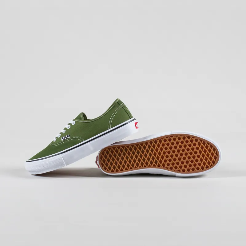Vans Skate Authentic Shoes Green White-3