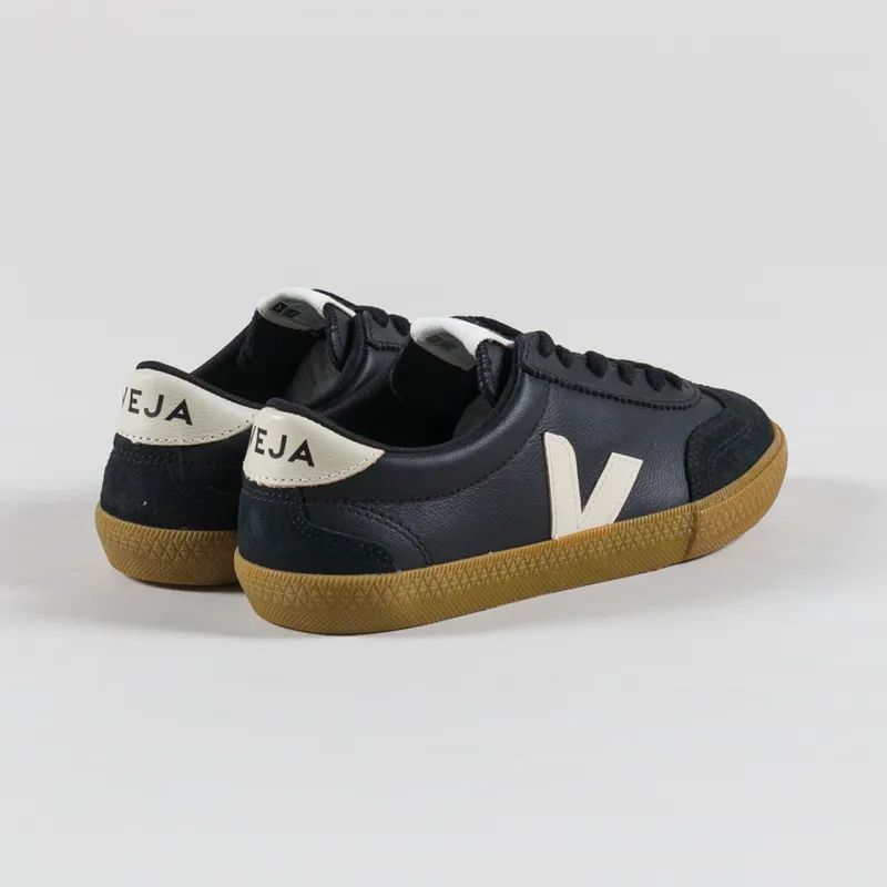 Veja Womens OT Leather Volley Shoe Black Pierre-1