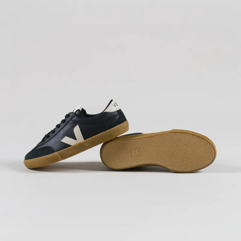 Veja Womens OT Leather Volley Shoe Black Pierre-3