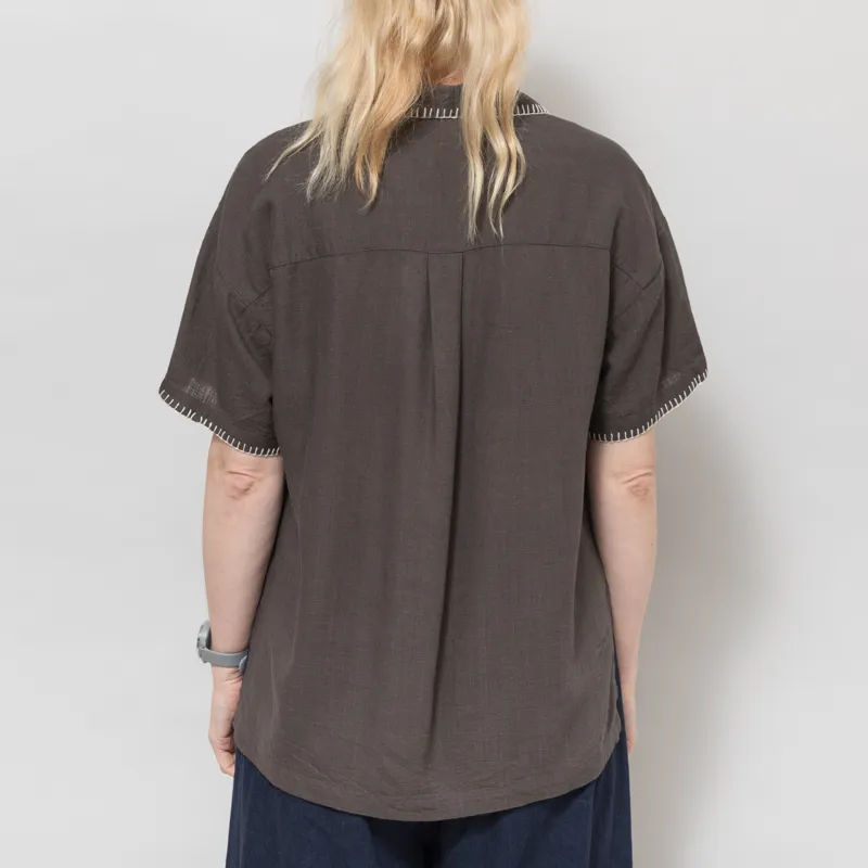 Indi and Cold Womens Handmade Embroidery Shirt Carbon-2