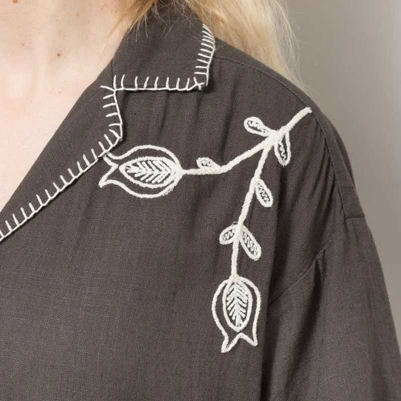 Indi and Cold Womens Handmade Embroidery Shirt Carbon-4