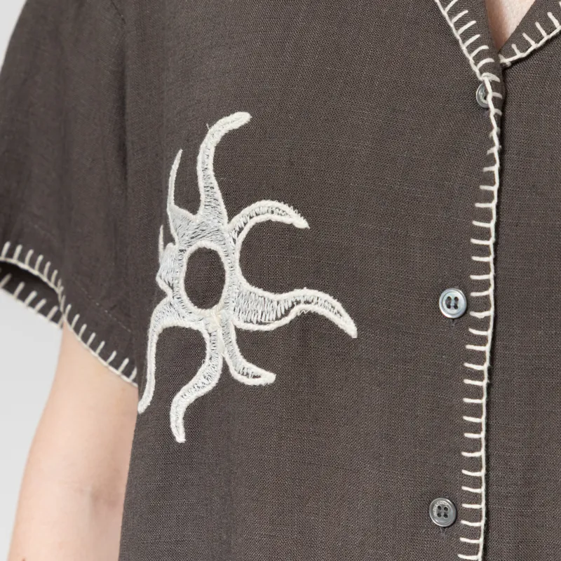 Indi and Cold Womens Handmade Embroidery Shirt Carbon-5