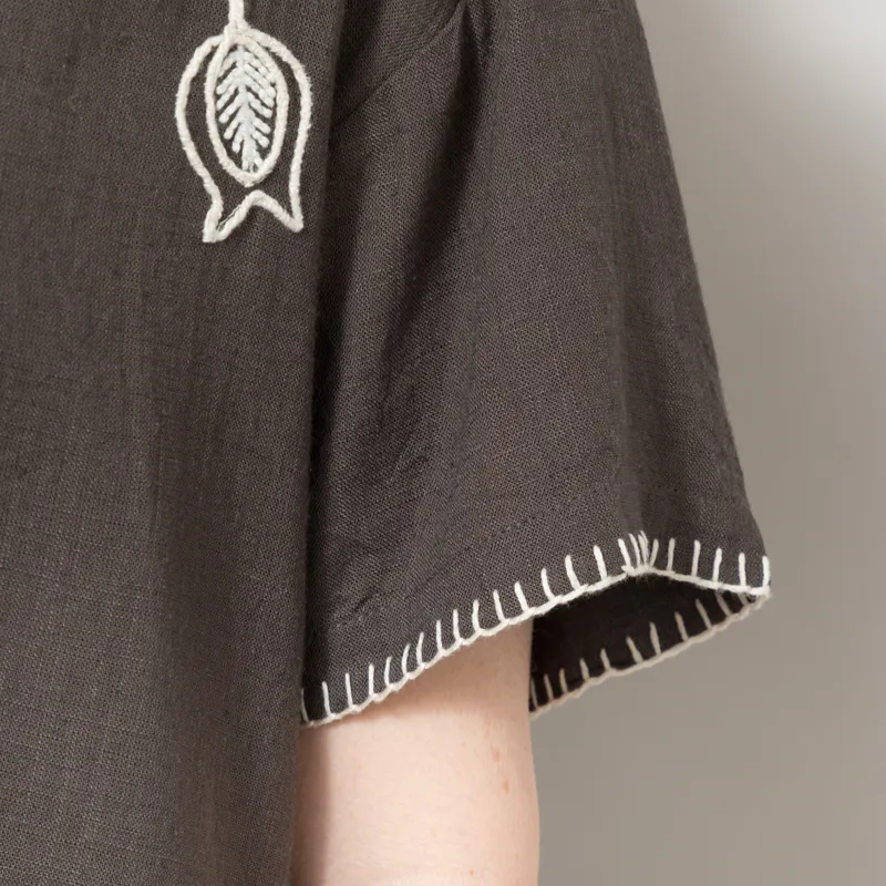 Indi and Cold Womens Handmade Embroidery Shirt Carbon-6
