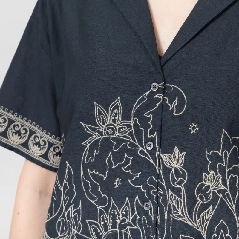 Indi and Cold Womens Contrast Embroidery Shirt Navy-4