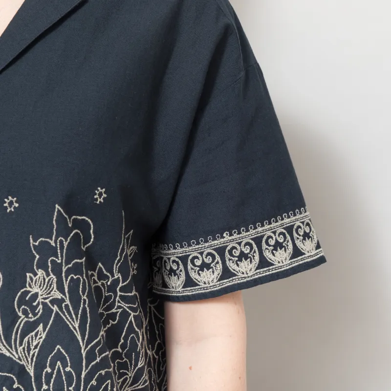 Indi and Cold Womens Contrast Embroidery Shirt Navy-5