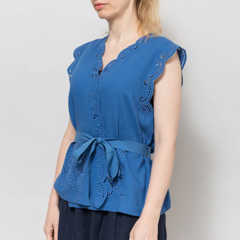 Indi and Cold Womens Floral Embroidery Top Blue-1