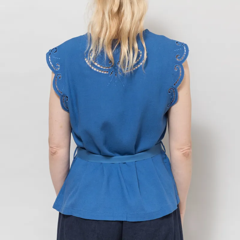 Indi and Cold Womens Floral Embroidery Top Blue-2