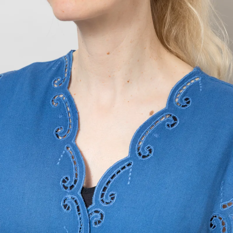 Indi and Cold Womens Floral Embroidery Top Blue-3