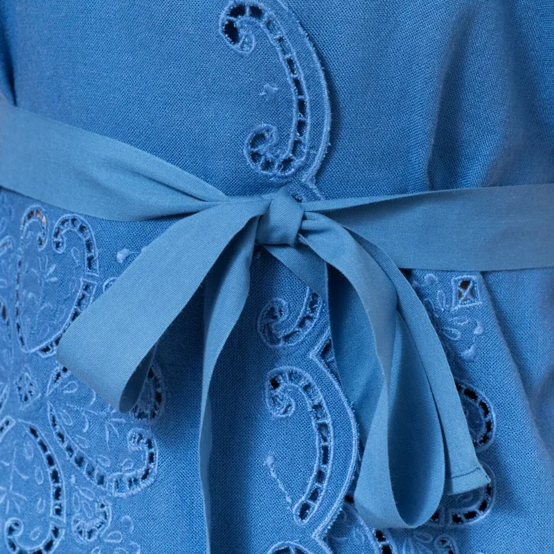 Indi and Cold Womens Floral Embroidery Top Blue-6