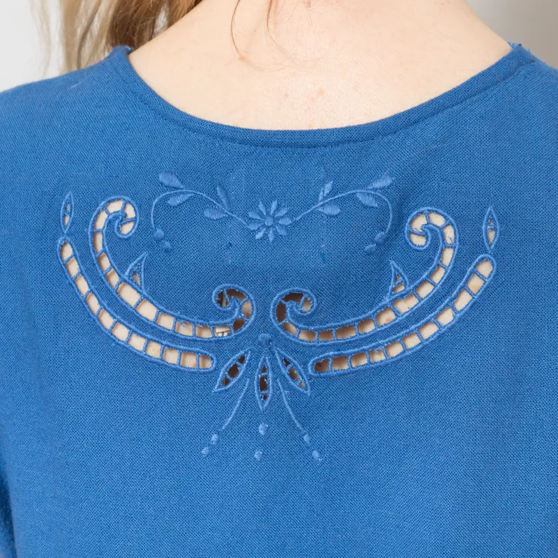 Indi and Cold Womens Floral Embroidery Top Blue-5