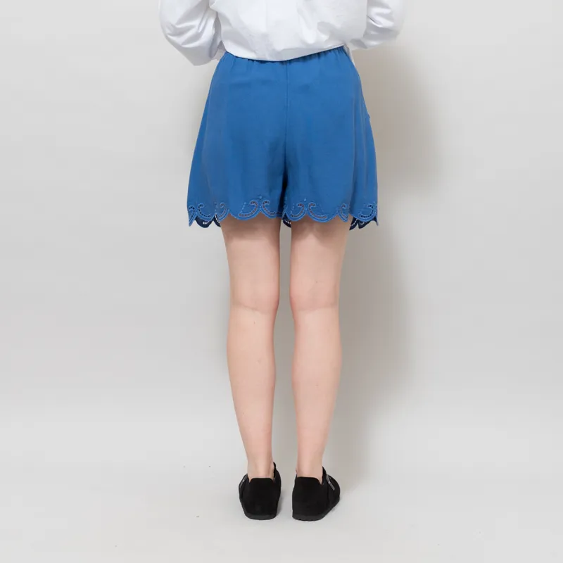 Indi and Cold Womens Scalloped Embroidery Shorts British Blue-2