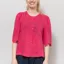 Indi and Cold Womens Boxy Schiffli Embroidery Shirt Strawberry
